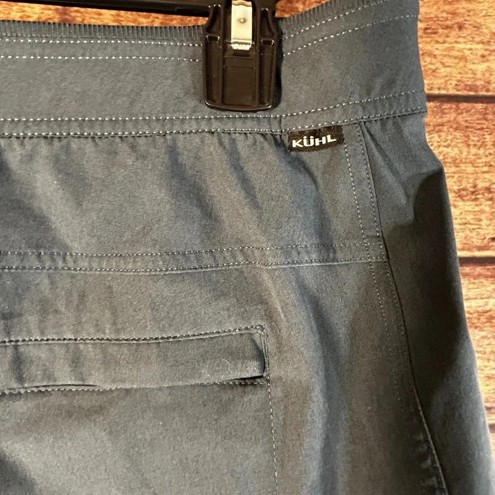 Kuhl Mens Pull On Hiking Travel Pants Blue Lightweight Stretch Roll Up XL Reg